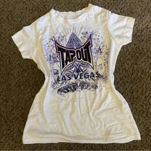 Tapout Women's White and Purple Las Vegas Tee